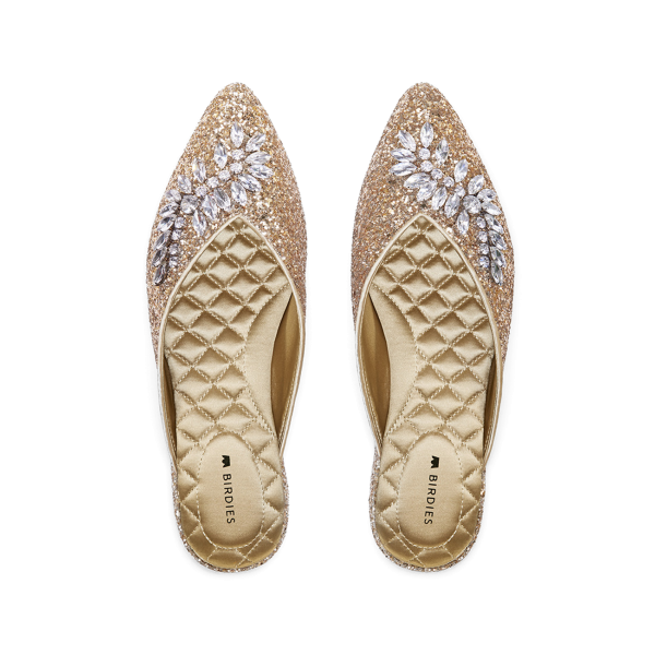 The Swan - Jeweled Gold Sparkle